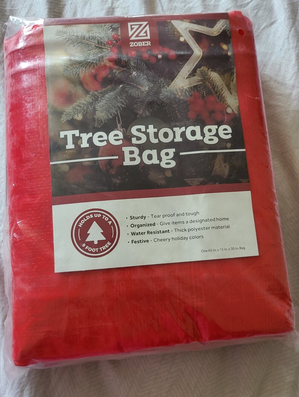 Zober Red Christmas Tree Storage Bag Heavy Duty Woven Fits Up to 9 Foot Tree NIP
